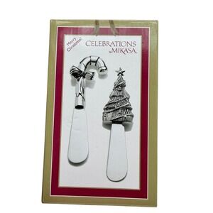 New Mikasa Spreader Set Stainless Steel Christmas Tree Candy Cane Holiday
